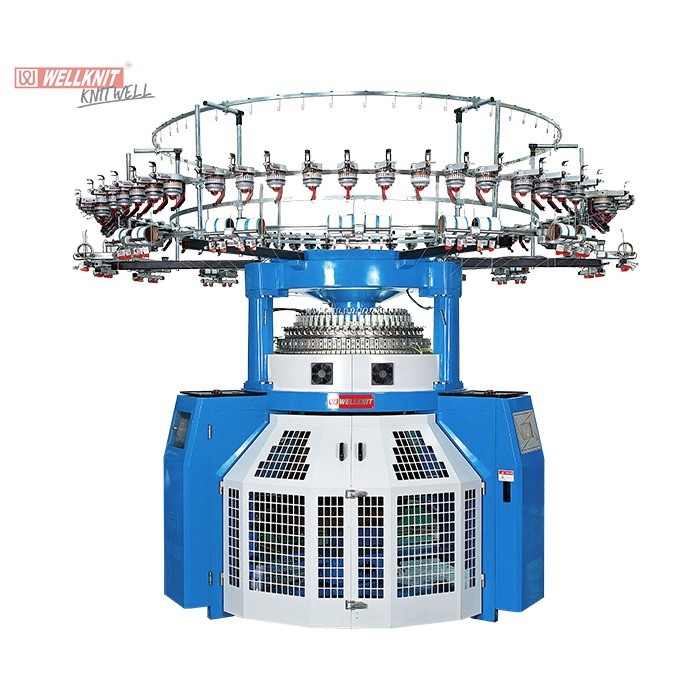 WELLKNIT PWRA High Quality Professional Single Terry Computerized Vertical Striper 3-Way Jacquard Circular Knitting Machine
